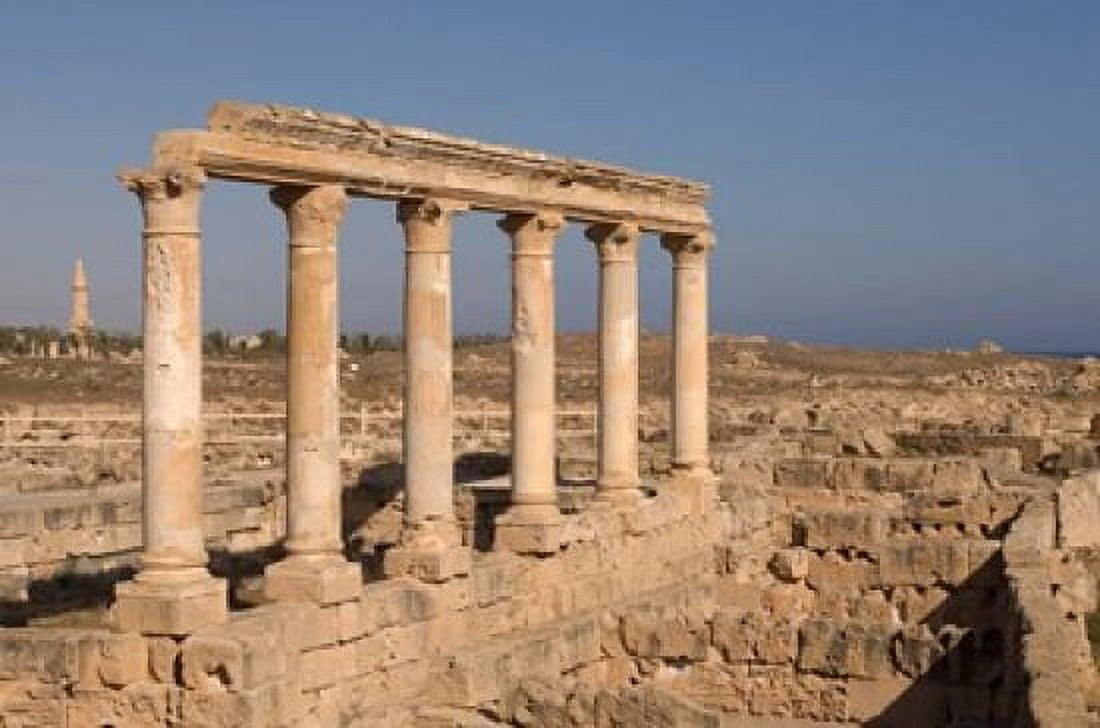 Columns Sabratha Roman Site Tripolitania Libya Canvas Art - Sergio Pitamitz DanitaDelimont (35 x 23)