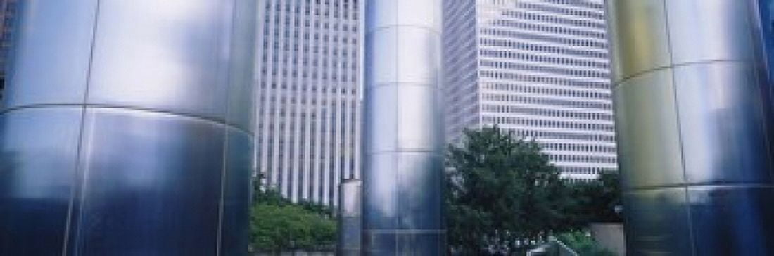 Columns of a building Downtown District Houston Texas USA Canvas Art - Panoramic Images (18 x 6)