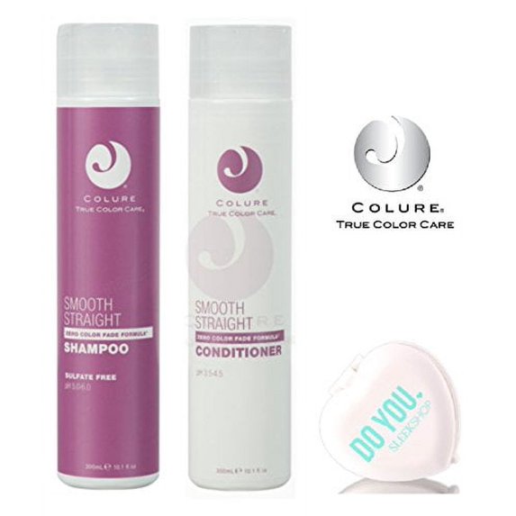 Colure Smooth Straight Shampoo & Conditioner DUO Set (with Sleek Compact Mirror) - 10.1 oz / 300ml Kit