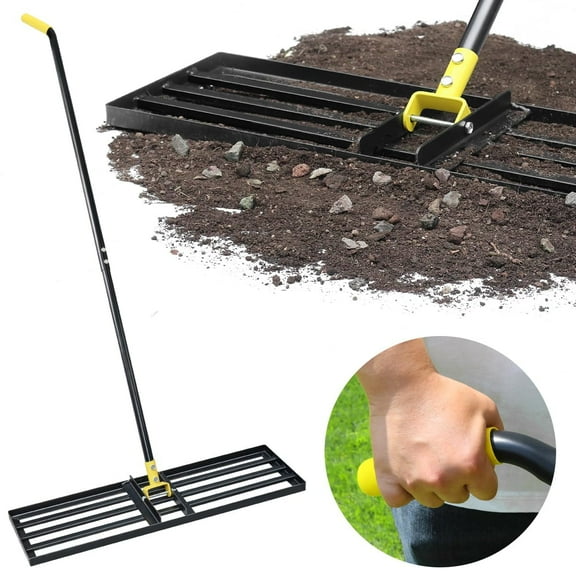 Colwelt Lawn Leveling Rake 31''×10'', Hefty Lawn Leveler Rake for Grass Soil, Leveling Rake for Lawn with 72'' Ergonomic Curved End Grip Long Handle, Levelawn Tool Leveling Soil