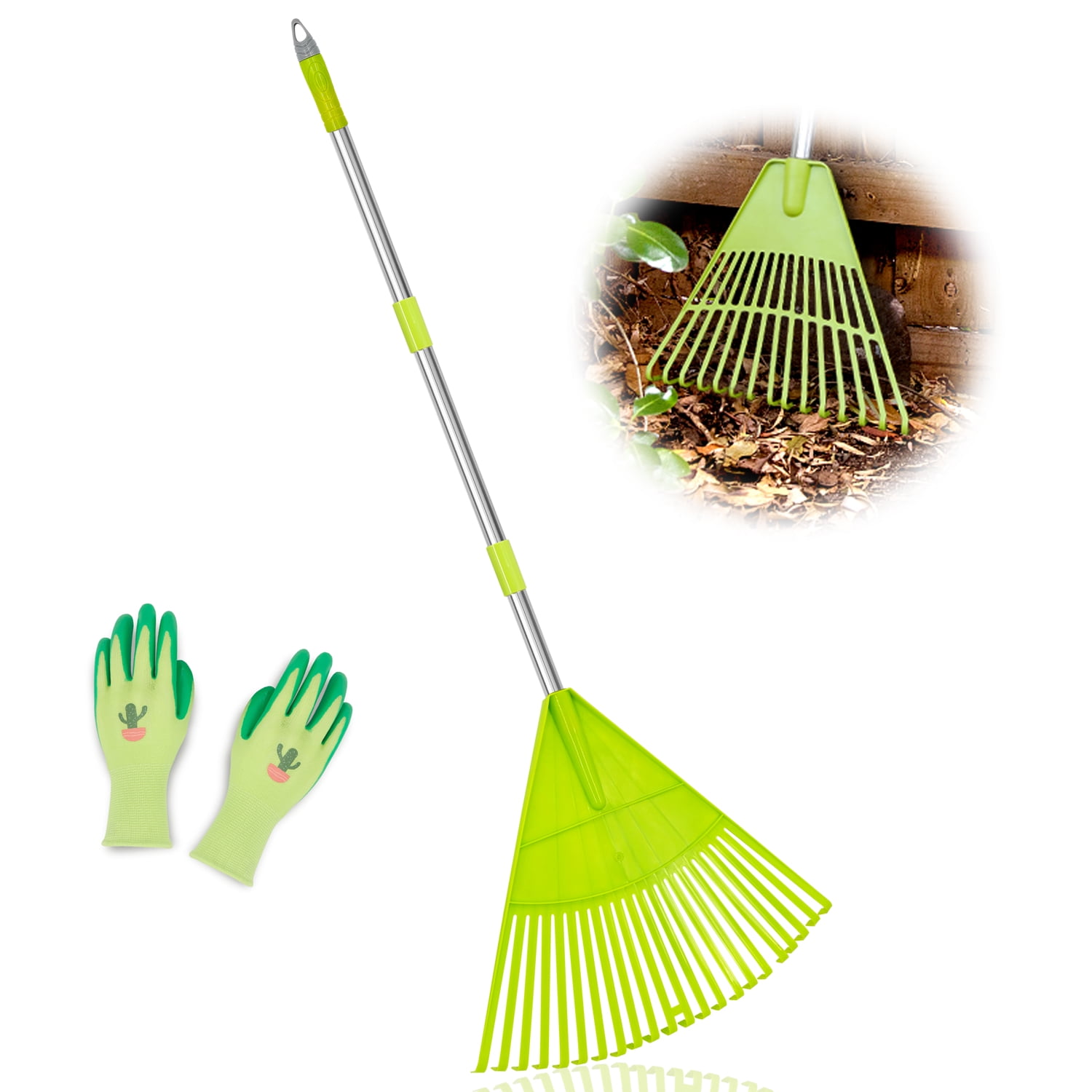 Colwelt Plastic Rakes for Leaves, 72 in, Leaf Rake with Lightweight