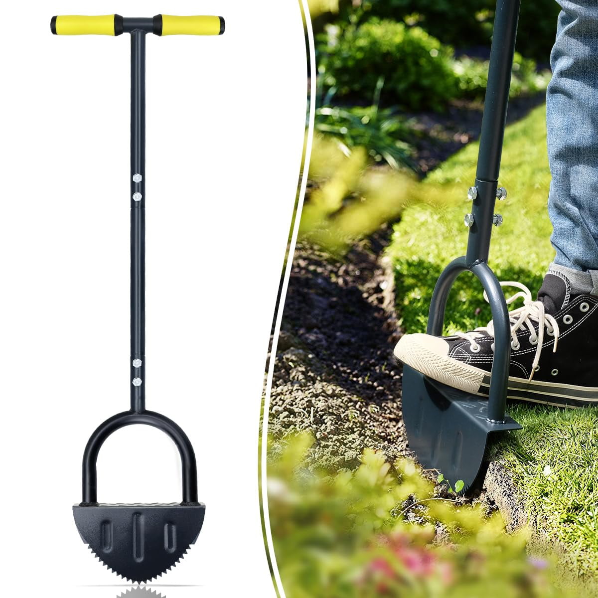 Colwelt SawTooth Edger Lawn Tool, Half Moon Lawn Edger with TGrip