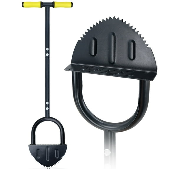 Colwelt Saw-Tooth Manual Edger,Half Moon Lawn Edger with T-Grip (38in)