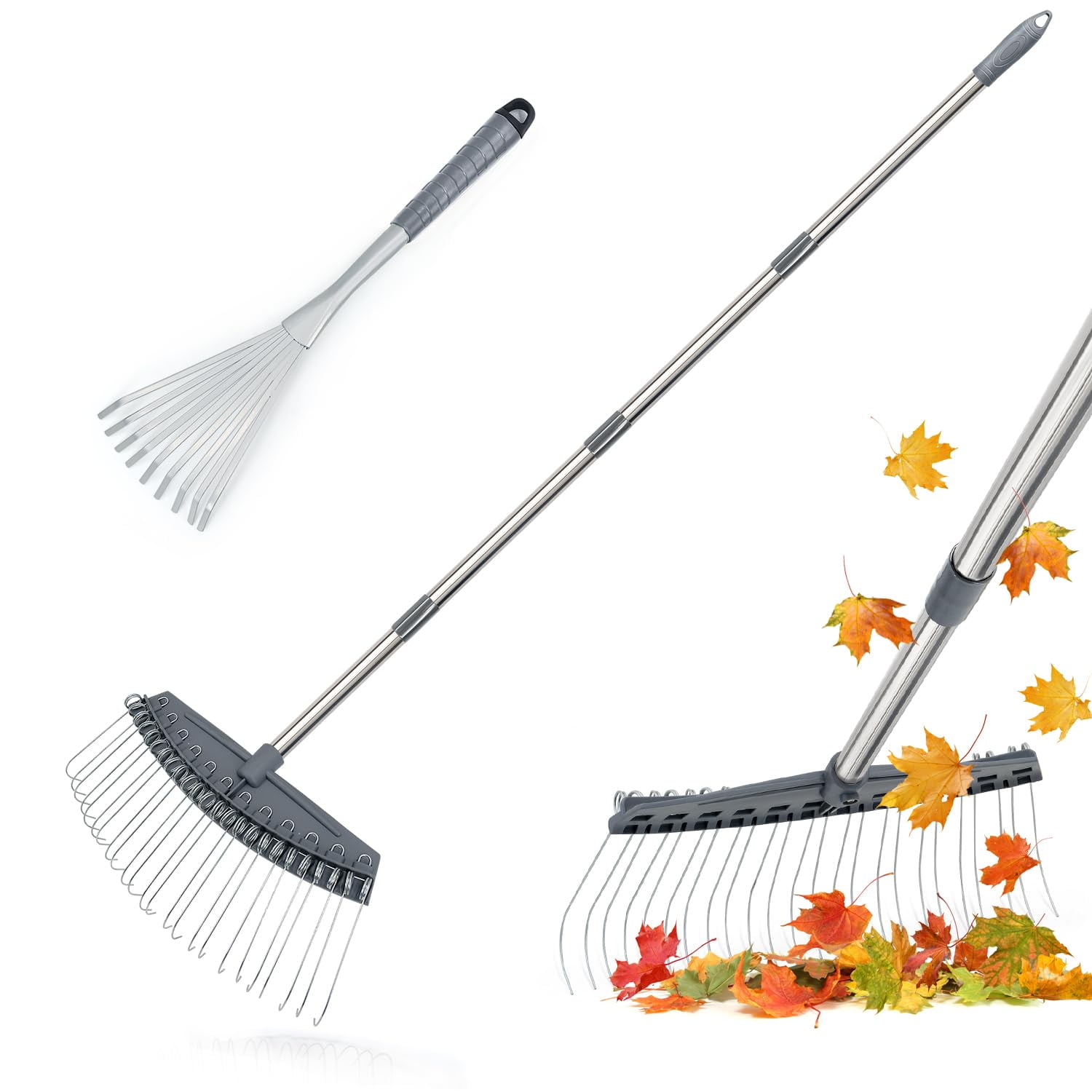 Colwelt Thatch Rake 24 Steel Tines Dethatching Rake with 54 Lightweight Stainless Steel Handle Yard Dethatcher Rake for Lawn