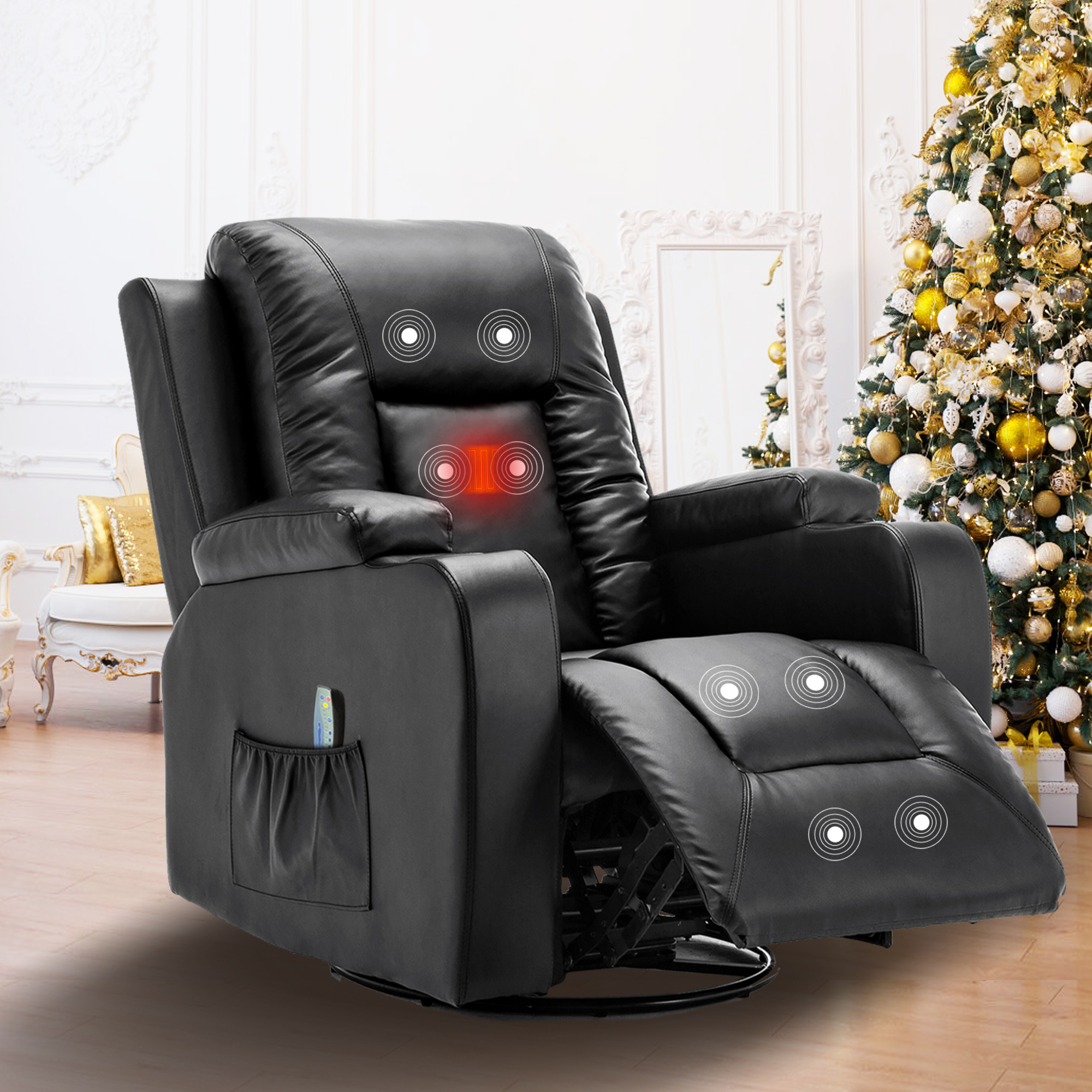 Heated Pushback Massage Recliner Vibrating Sofa Chair Suede