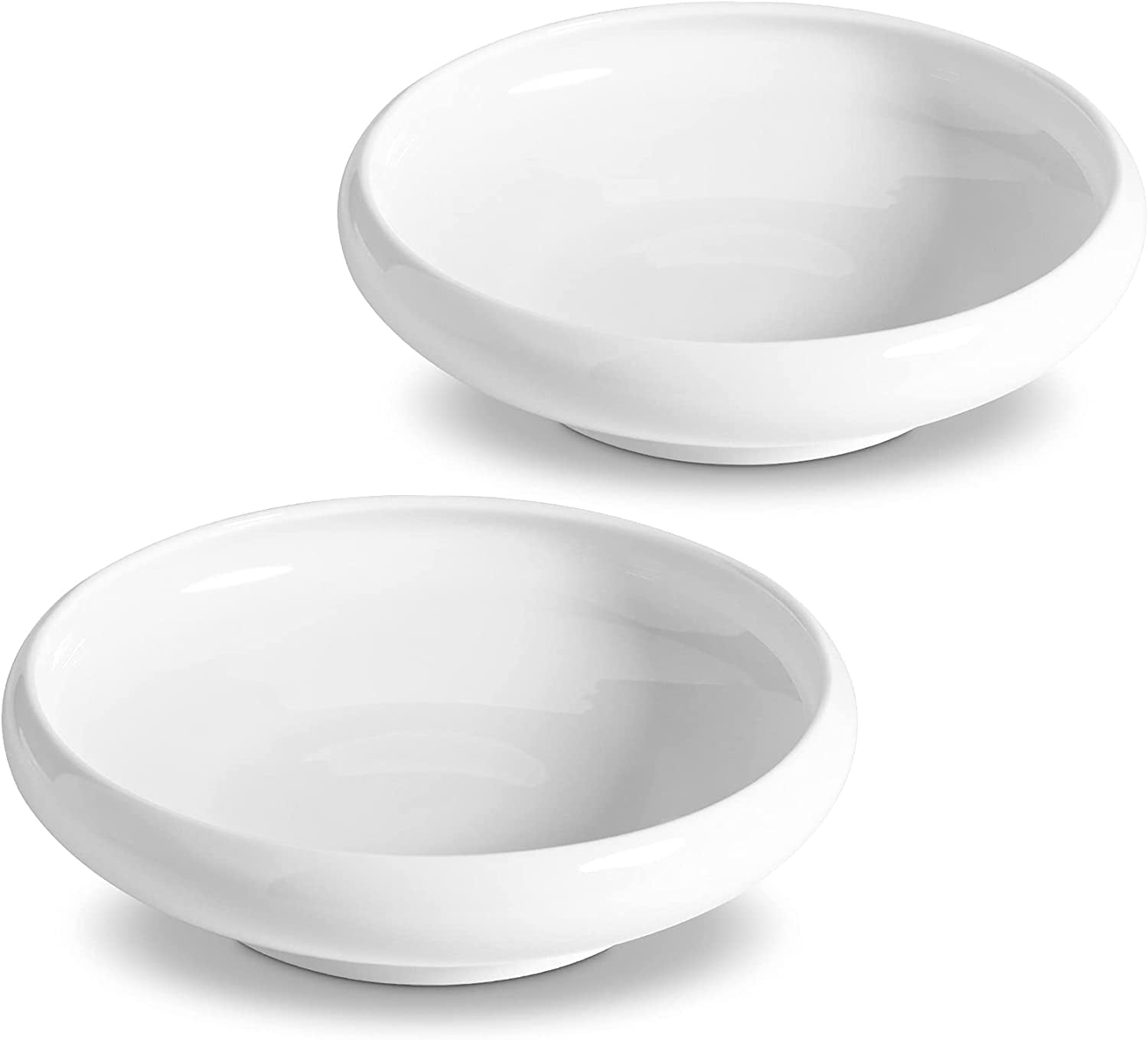 ComSaf Pet Food & Water Bowl, Wide Shallow Ceramic Dish, 10oz, 2 Packs