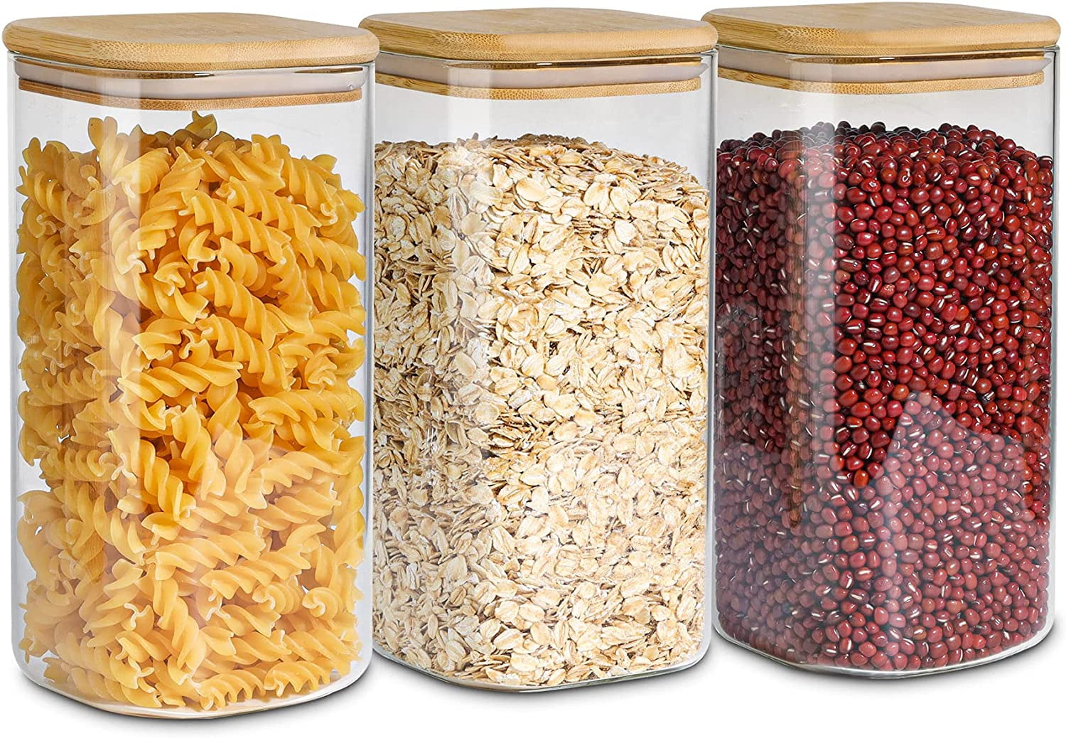 ComSaf Glass Spice Jars with Bamboo Lids, Clear Containers, 4 oz, Set of 12  