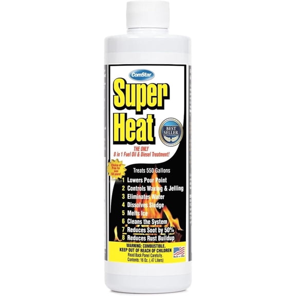 ComStar Super Heat, 16 Oz, 8-in-1 Heating Oil System Treatment, Controls Waxing & Jelling, Melts Ice, Lowers Pour Point, Dissolves Sludge, Reduces Soot, Rust, Water, Cleans Part (60-130)