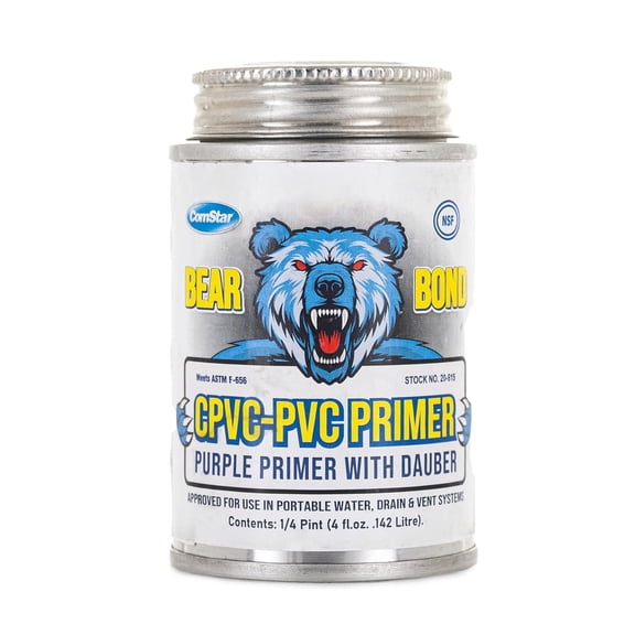 ComStar CPVC-PVC Primer, Low V.O.C. High-Tech Surface Preparation Solution for Cutting Gloss & Softening PVC/CPVC Pipes and Fittings, Eliminates Air Bubbles, Purple, 1/4 Pint (20-615)