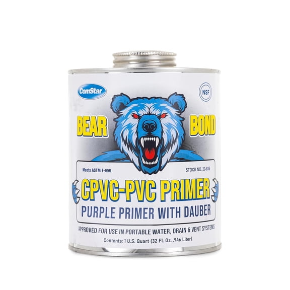 ComStar CPVC-PVC Primer, Low V.O.C. High-Tech Surface Preparation Solution for Cutting Gloss & Softening PVC/CPVC Pipes and Fittings, Eliminates Air Bubbles, Purple,1 Quart (20-635)