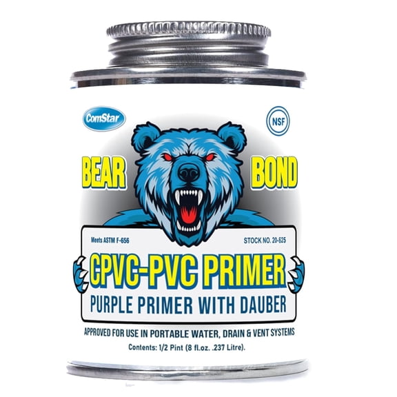 ComStar CPVC-PVC Primer, Low V.O.C. High-Tech Surface Preparation Solution for Cutting Gloss & Softening PVC/CPVC Pipes and Fittings, Eliminates Air Bubbles , Purple, 1/2 Pint (20-625)