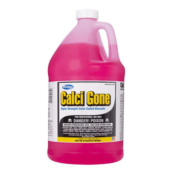 ComStar Calci Gone, Super Strength Industrial Descaler, Color Coded Cleaning Solution for Fast Lime and Scale Removal, Dissolves Mineral Deposits, Cleans Rust and Concrete, Safe on Multiple Surfaces.