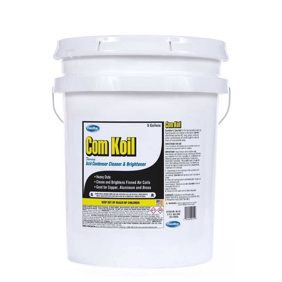 ComStar Com Koil, 5 Gallons, Foaming Acid Condenser Coil Cleaner & Brightener, Heavy-Duty External Coil Cleaning Solution, Fast Acting Formula, Restores Shine to Aluminum & Copper (90-151)