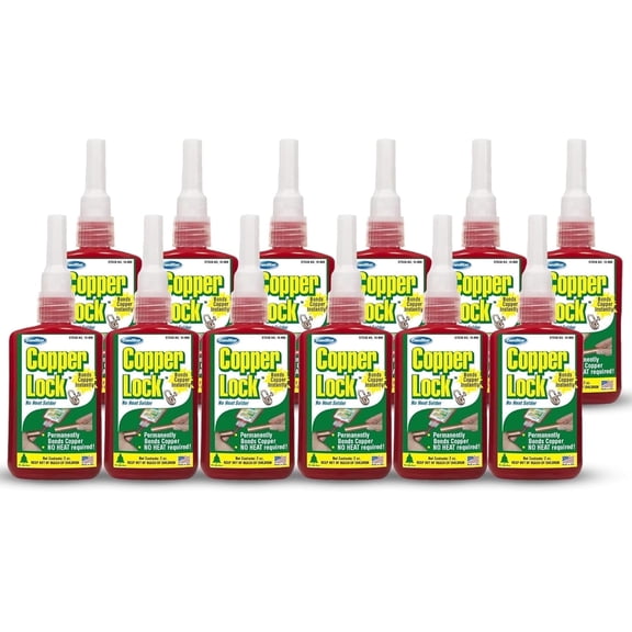 ComStar Copper Lock - 2 oz, No Heat Liquid Solder for Copper, Brass & All Yellow Metals, Instant Leak-Proof Seal Up to 500 PSI, Withstands -60°F to +300°F. Bonding Solution for Plumbing (Pack of 12)