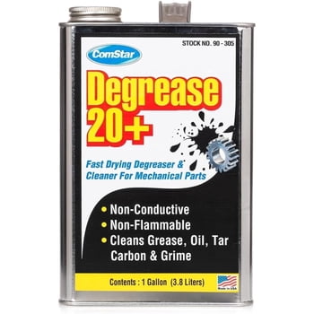 ComStar Degrease 20+, 1 Gallon, Heavy Duty Fast-Drying Degreaser, Removes Grease Oil Tar Carbon and Grime, Safe for Electrical and Mechanical Parts, Industrial Strength Cleaner (90-305)