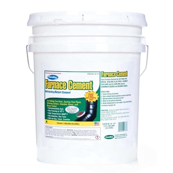 ComStar Furnace Cement, 5 Gallon - 3,000°F High-Temp Refractory & Retort Cement - Ready-to-Use High-Heat Paste for Fireplaces, Wood Stoves, Flue Pipes & Firebricks - Asbestos-Free (40-377)