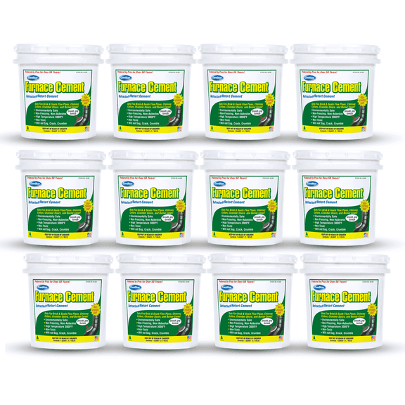 ComStar Furnace Cement,1 Quart - 3,000F High-Temp Refractory & Retort Cement - Ready-to-Use High-Heat Paste for Fireplaces, Wood Stoves, Flue Pipes & Firebricks - Asbestos-Free (Pack of 12)