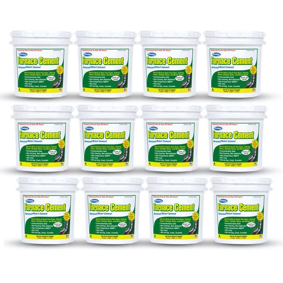 ComStar Furnace Cement,1 Quart - 3,000°F High-Temp Refractory & Retort Cement - Ready-to-Use High-Heat Paste for Fireplaces, Wood Stoves, Flue Pipes & Firebricks - Asbestos-Free (Pack of 12)