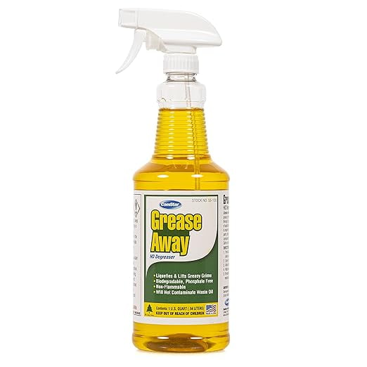 ComStar Grease Away, Heavy Duty Degreaser, Easily Liquefies Grease, Carbon, Dirt & More, Removes Heavy Oils, Grease, & Grime, Biodegradable, Made in USA, 1 Quart with Spray (55-130)