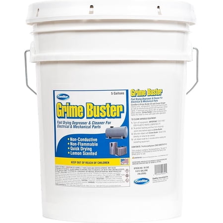 ComStar Grime Buster, 5 Gallons, Heavy-Duty Dirt & Grease Stripper, Fast-Drying Aerosol Coil Cleaner, High-Pressure Line Set Cleaning Spray, Non-CFC HVAC Coil & Equipment Degreaser (90-302)
