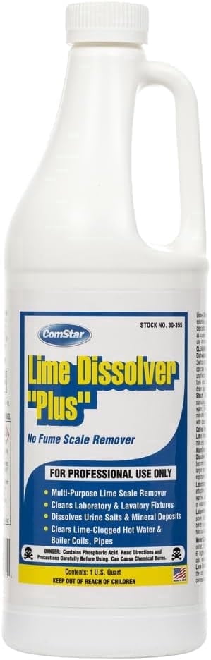 ComStar Lime Dissolver Plus,1 Quart, Industrial Strength Descaler for Removing Lime,Scale, Mineral Deposits, Urine Salts, Rust Stains and Concrete Residue, Safe for Brass, Copper,Steel Green (30-355)