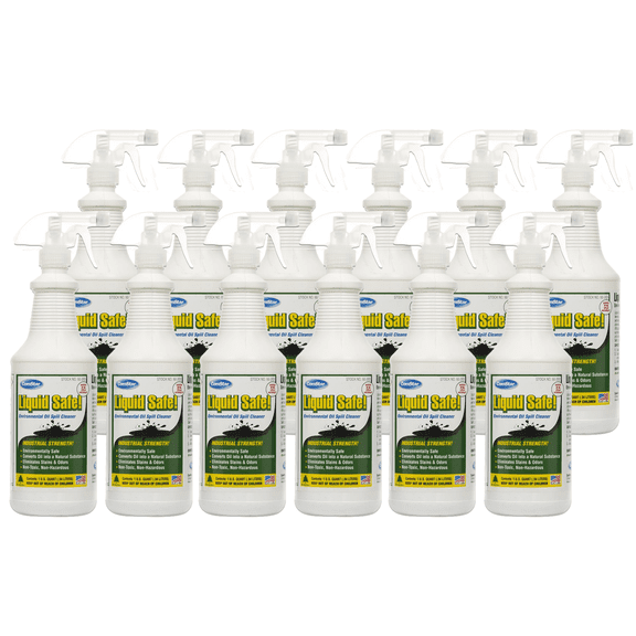ComStar Liquid Safe Environmental Oil Spill Cleaner, Degreaser, Removes Stains & Odors, Non-Toxic, Safe for Concrete, Asphalt, Parts, Petrol Spills, 32 Oz (PACK OF 12)