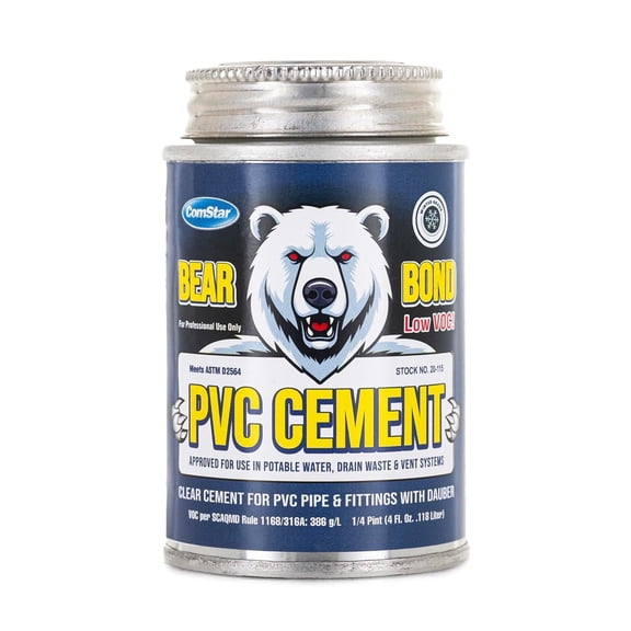 ComStar PVC Cement, 1/4 Pint, Fast-Setting Medium Viscosity High Strength Solvent Cement for PVC Pressure Pipe & Fittings, Low V.O.C.Exceeding ASTM D-2564 Standard,for Plumbing & Sewer (20-115)
