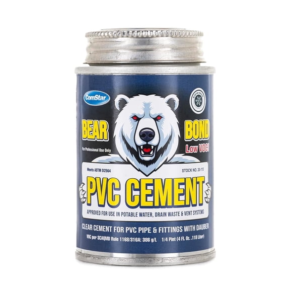 ComStar PVC Cement, 1/4 Pint, Fast-Setting Medium Viscosity High Strength Solvent Cement for PVC Pressure Pipe & Fittings, Low V.O.C.Exceeding ASTM D-2564 Standard,for Plumbing & Sewer (20-115)