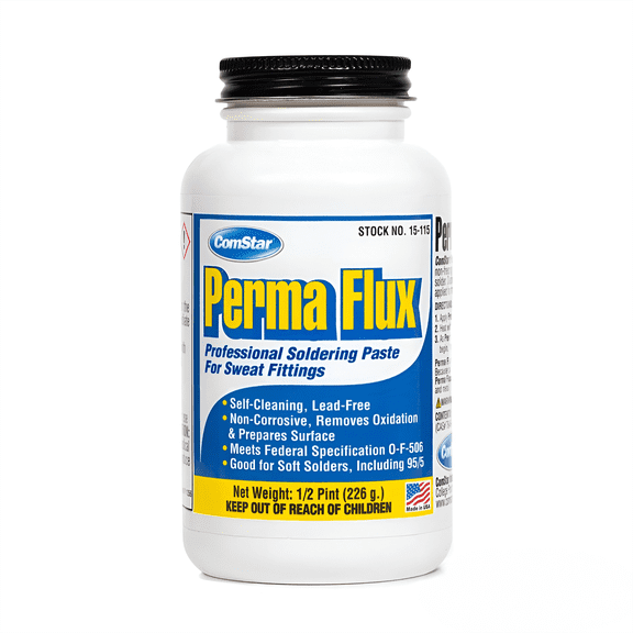 ComStar Perma Flux, Self-Cleaning Soldering Flux for Sweat Fittings, Non-Corrosive Paste for Strong, Leak-Proof Bonds, Lead-Free, Works w/Soft Solders like 95/5, Meets Fed Spec O-F-506, 8 Oz (15-115)