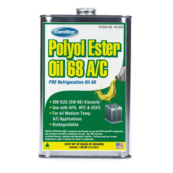 ComStar Polyol Ester Oil 68/300 SUS (POE), High-Performance Refrigeration Oil for HFC & HCFC, Reduced Energy Consumption, Exceptional Thermal Stability, 1 Quart (45-020)