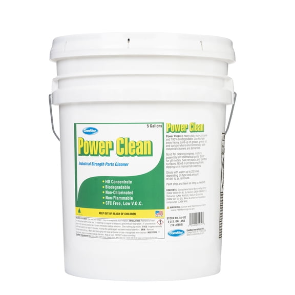 ComStar Power Clean, 5 Gallon, Heavy-Duty, Jet Spray, Water-Soluble, Mechanical Parts Cleaner That Removes Away All Heavy Build-Up of Grease, Grime, Oil, Carbon & Deodorizes (55-032)