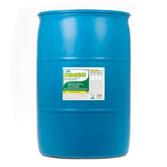ComStar ProFrost CI-70, Propylene Glycol Anti-Freeze with Neon Green Color & Inhibitor, Prediluted to 70%, Ready to Use Formula, 70% Propylene Glycol, Made in USA, 55 Gallon (35-871)