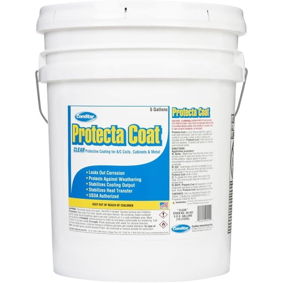ComStar Protecta Coat, 5 Gallons, Protective Exterior Coating for Coils & Cabinets, Long-Lasting Transparent Barrier Against Rust & Corrosion, Easy Spray Application (90-402)
