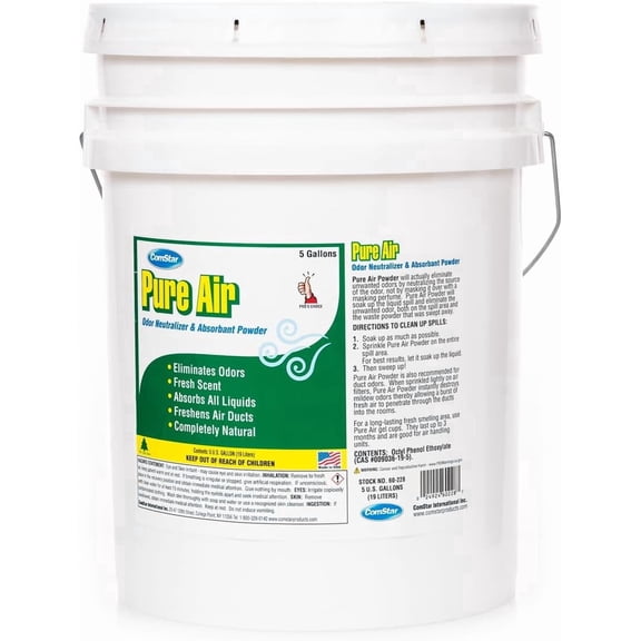ComStar Pure Air Liquid, 5 Gallon, Odor Neutralizer, Fast-Acting, Long-Lasting Scent, Eliminates Unwanted Odors from HVACR Systems, Freshens Air in Homes, Offices & Vehicles (60-228)