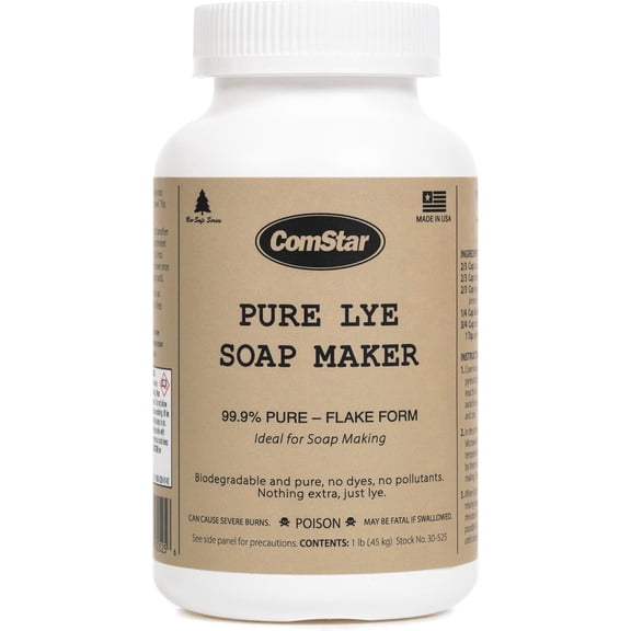 ComStar Pure Lye | 1 Pounds, 99% Pure Sodium Hydroxide Beads | Eco-Friendly, Industrial Strength, Drain Opener | Safe on Fixtures | Static-Free, Unique Beads for Soap Making (30-525)