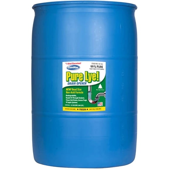 ComStar Pure Lye 400 lb Drain Opener, 99% Sodium Hydroxide Beads, Soap