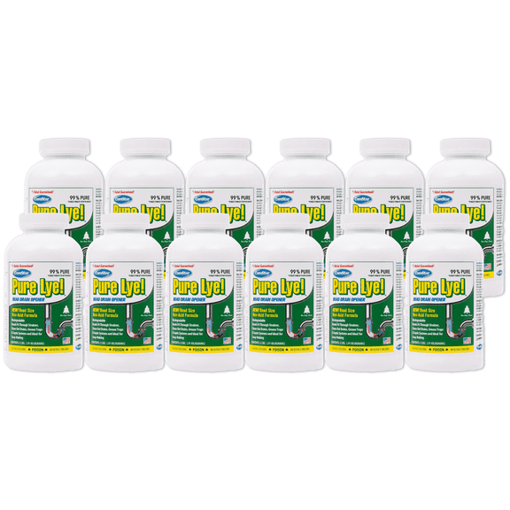 ComStar Pure Lye, 2 lb, Unique Sodium Hydroxide Beads | Drain Opener & Soap Making | Biodegradable, Eco-Friendly (Pack of 12)