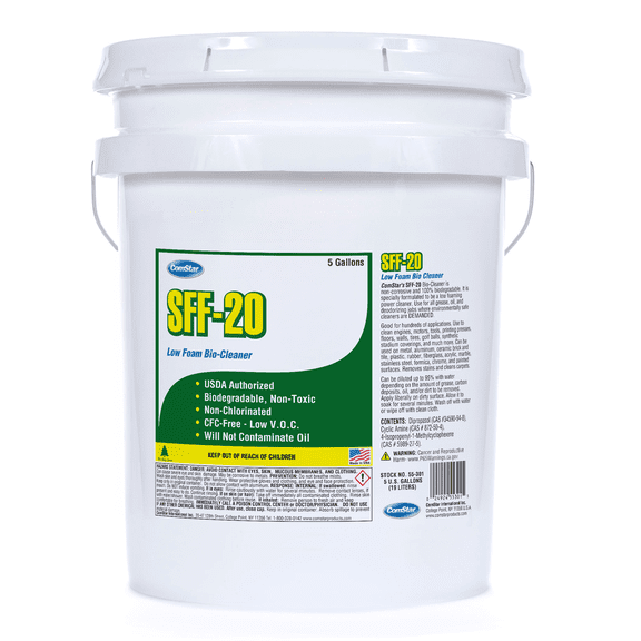 ComStar SFF-20 HD Mechanical Parts Cleaner, Heavy-Duty Biodegradable Degreaser, Non-Toxic, Non-Corrosive, USDA Approved, CFC-Free, Removes Grease & Carbon, Low VOC, Citrus Scent, 5 Gallons (55-301)