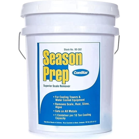 ComStar Season Prep Cooling Tower Scale Remover and Descaler, 50 lb, Removes Scale, Rust, Slime and Algae from Water Cooled Equipment (90-382)