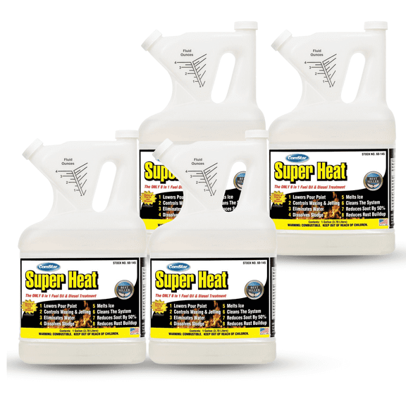 ComStar Super Heat, 1 Gallon, 8-in-1 Heating Oil System Treatment, Controls Waxing & Jelling, Melts Ice, Lowers Pour Point, Dissolves Sludge, Reduces Soot, Rust, Water, Cleans Part (Pack of 4)