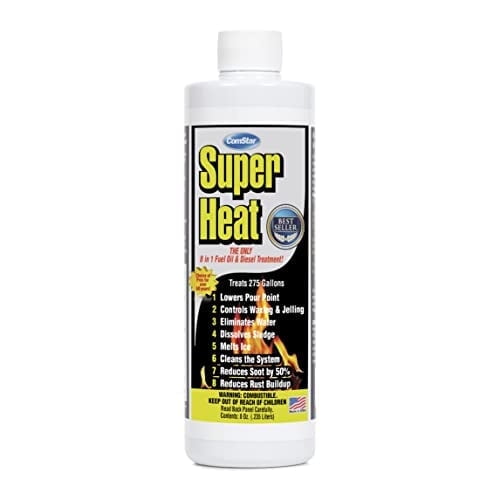 ComStar Super Heat, 8-in-1 Fuel Oil Treatment, Controls Waxing & Jelling, Melts Ice, Lowers Pour Point, Dissolves Sludge, Reduces Soot, Rust, Water, Cleans Parts, Made In USA, 8 Ounces (60-129)