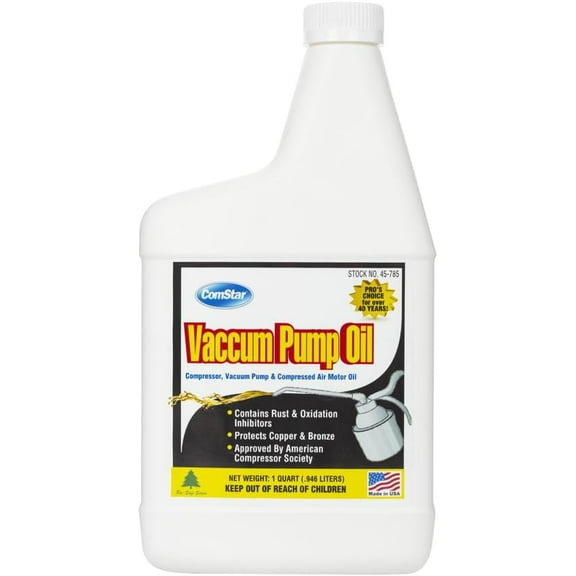 ComStar Vacuum Pump Oil, Universal Mineral-Based Oil, SAE 20 Weight, For Compressors, Vacuum Pumps, Compressed Air Motors, Anti-Wear Formula with Rust & Corrosion Inhibitors, 1 Quart (45-785)