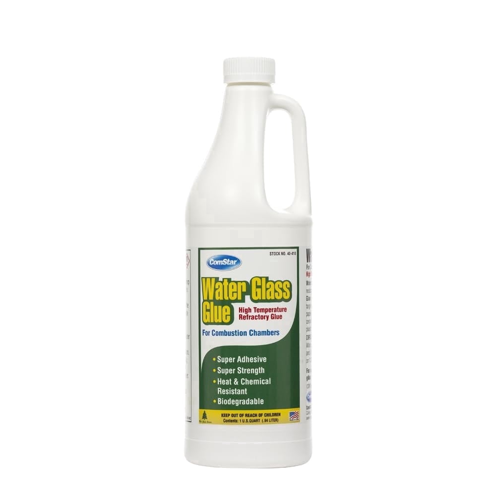 ComStar Water Glass Glue, 1 Quart, High Temperature Combustion Chamber Glue, Super Strong Adhesive for Boilers & Furnaces, Heat & Chemical Resistant, Repairs & Sets Refractory Chambers (40-410)