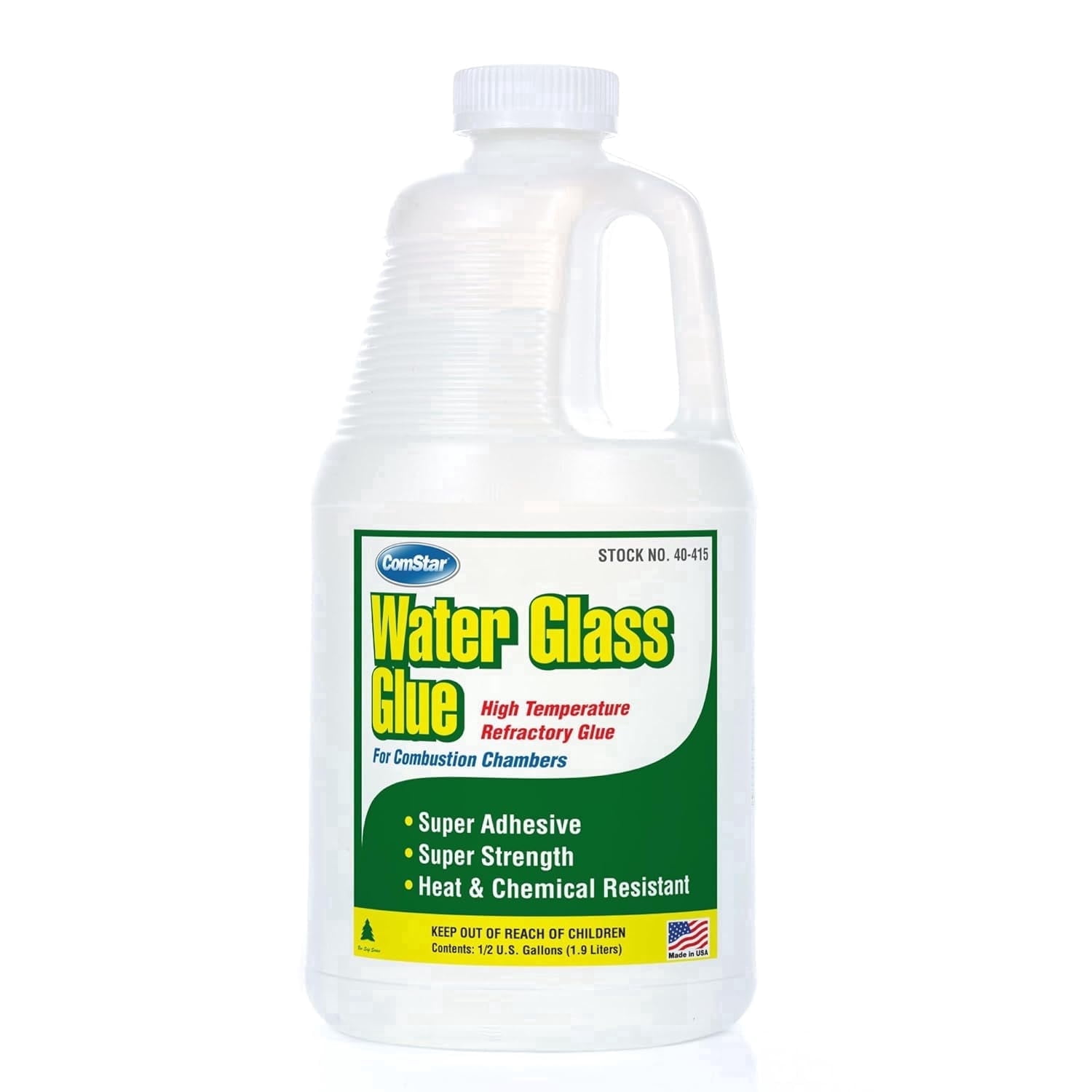 ComStar Water Glass Glue, 1/2 Gallon, High Temperature Combustion Chamber Glue, Super Strong Adhesive for Boilers & Furnaces, Heat & Chemical Resistant, Repairs & Sets Refractory Chambers (40-415)