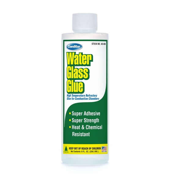 ComStar Water Glass Glue,  8 Oz High Temperature Combustion Chamber Glue, Super Strong Adhesive for Boilers & Furnaces, Heat & Chemical Resistant, Repairs & Sets Refractory Chambers,  (40-409)