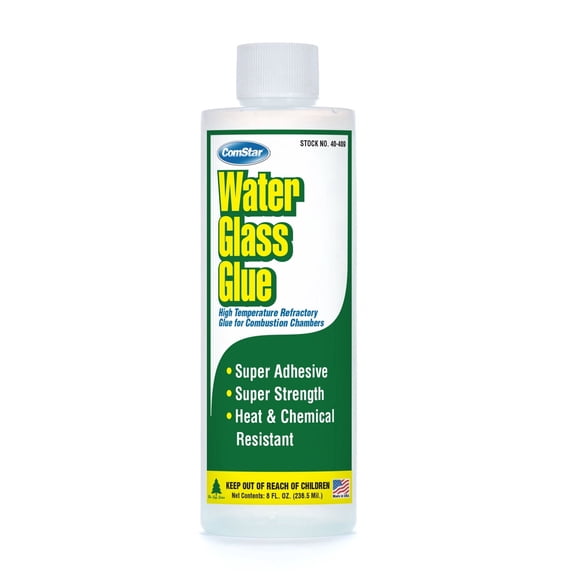 ComStar Water Glass Glue,  8 Oz High Temperature Combustion Chamber Glue, Super Strong Adhesive for Boilers & Furnaces, Heat & Chemical Resistant, Repairs & Sets Refractory Chambers,  (40-409)