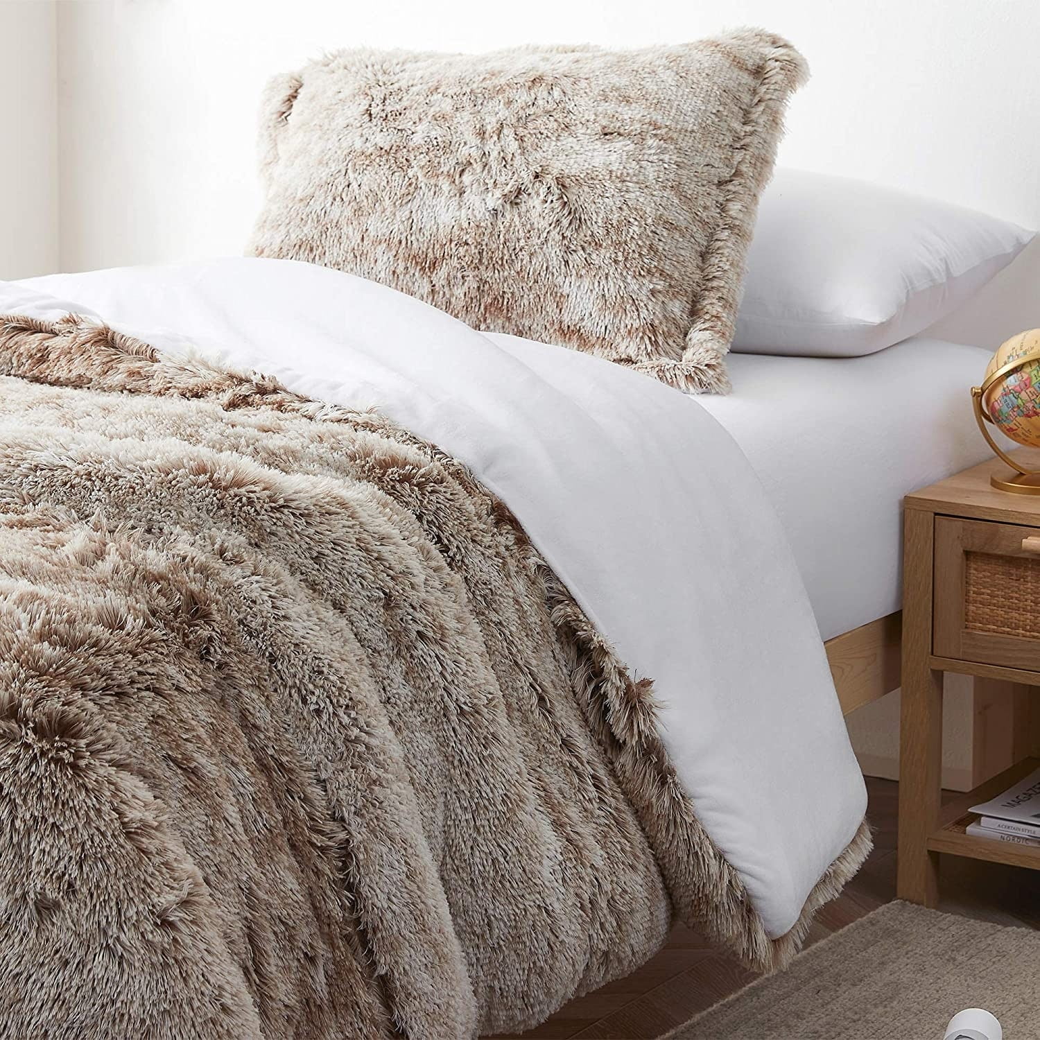 Twin Frosted Clay Taupe Plush Microfiber Comforter Set