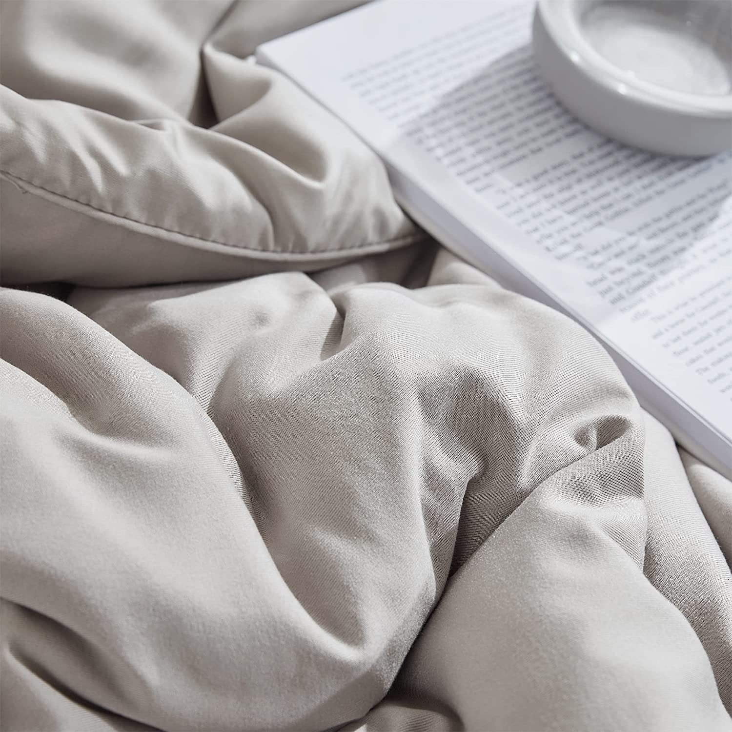 Khaki Rayon Bamboo King Comforter Set with Shams