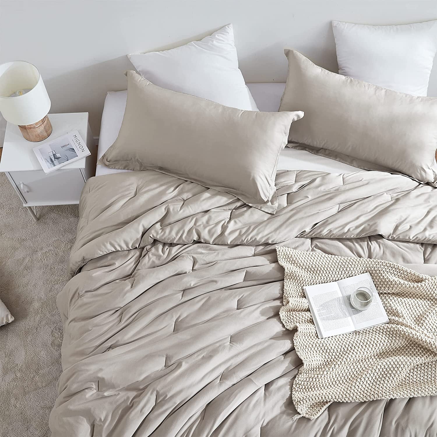 Gray Oversized Queen Cooling Comforter Set with Pillow Shams