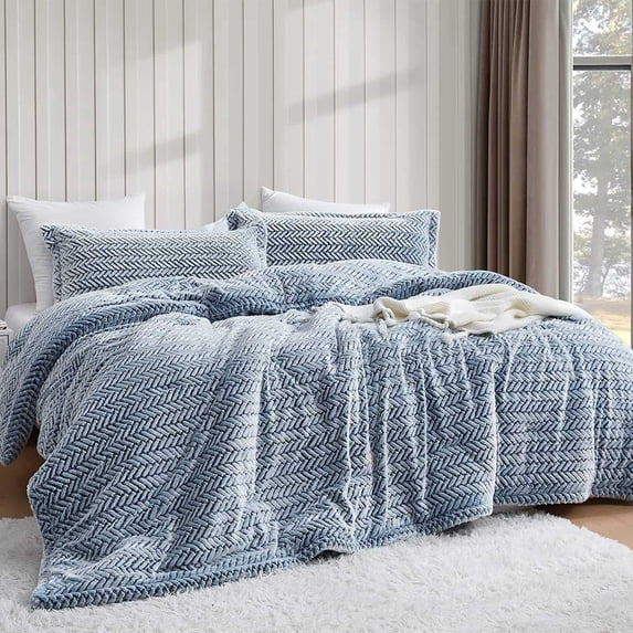 Coma Inducer Cozy Peaks® - ® Oversized Comforter Set - Chevron Frosted Navy King 3 Piece